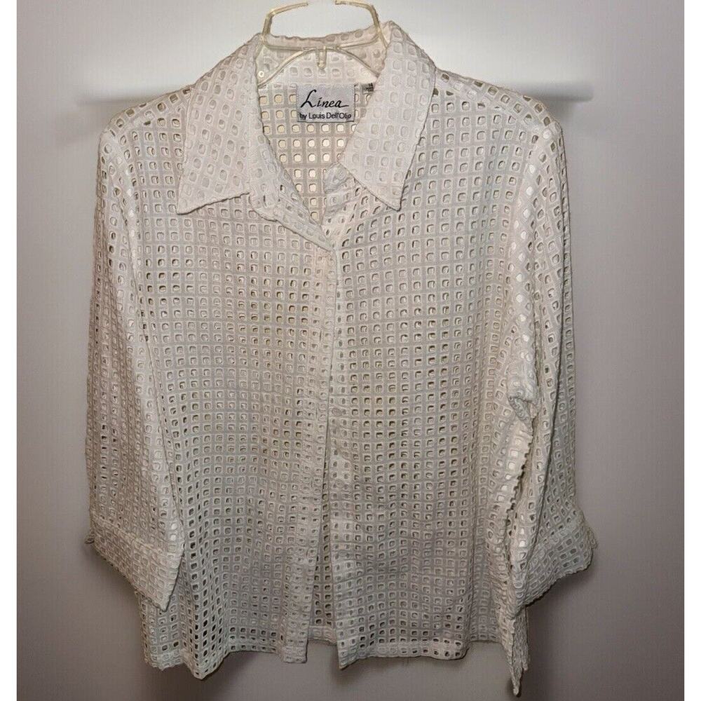 Linea by Louis Dell'olio White Button Front Cut Out Cardigan Sz 14